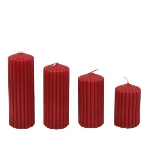 SET 4 CANDELE MOCCOLO RIGATE ROSSO H.14